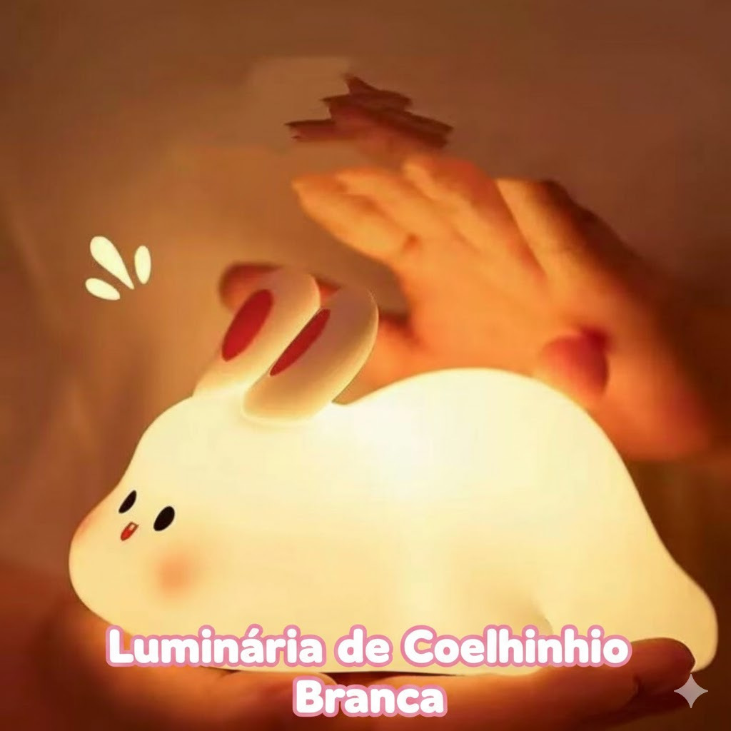 Luminária de Silicone Noturna Sensor De Touch RGB Coelho Fofa Recarregável De USB