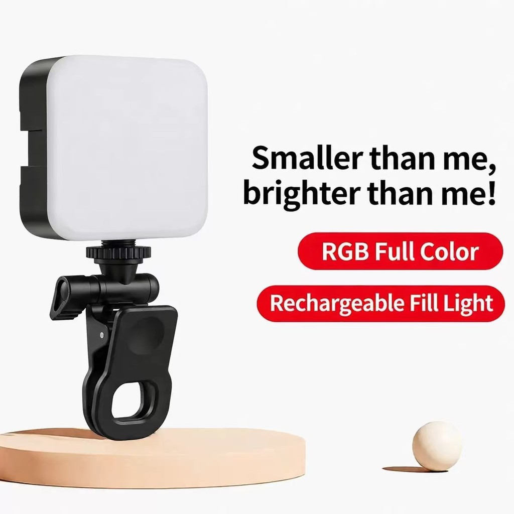 Mini Luz RGB Fill Light Recarregável com Presilha para Celular