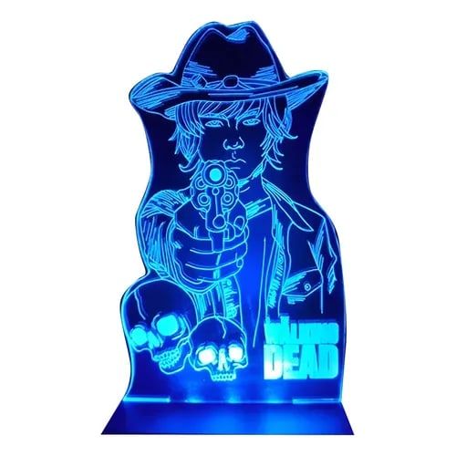Luminária De Mesa Personagem Walking Dead Rgb 20cm Azul