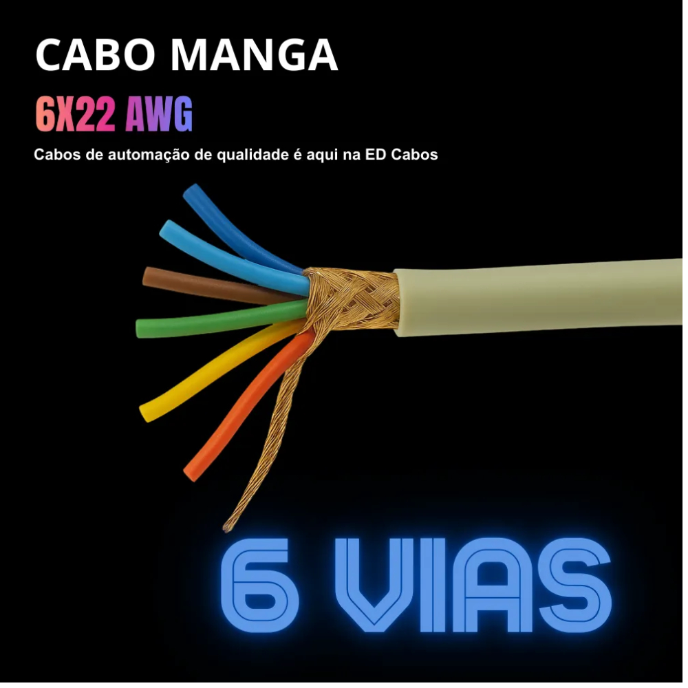 Cabo Manga 6x22 AWG Blindado em Malha BT Bege