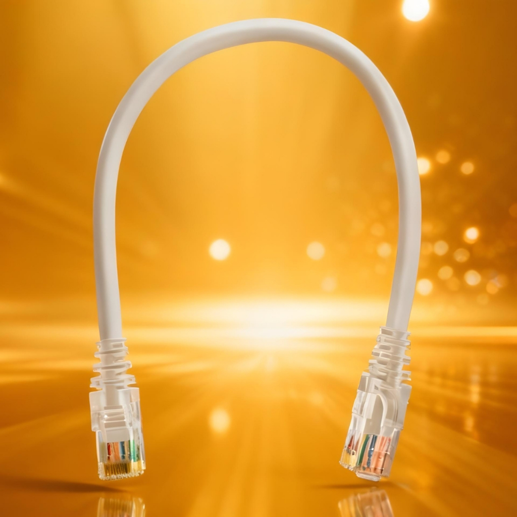 Cabo de Rede Patch Cord Cat6 24 AWG 25cm Branco 100% Cobre Premium