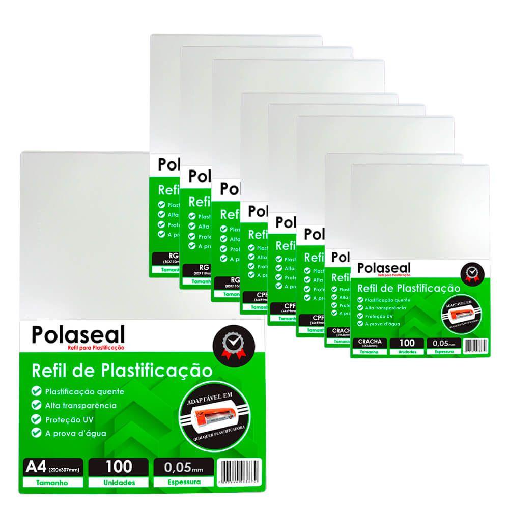 Kit 900un Polaseal (Crachá - CPF - RG - A4) 0,05 125mic