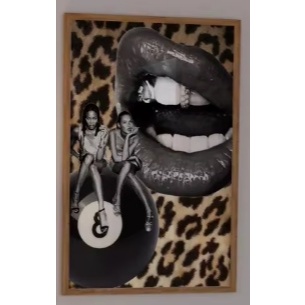 Quadro decorativo Colagem retrô boca preta animal print (1 peça)