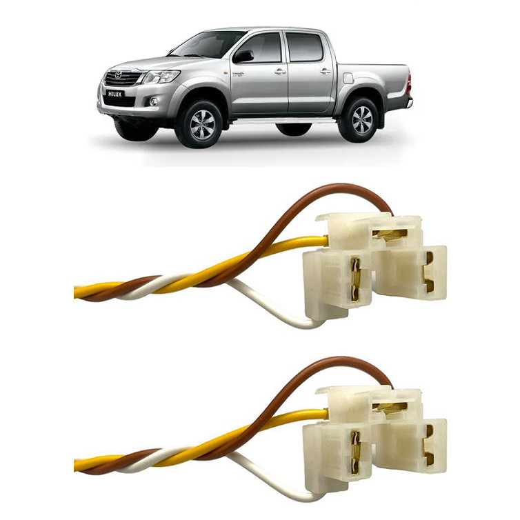 Par Soquete Chicote Farol Lampada H4 3 Pinos Hilux Pickup 2005 a 2020