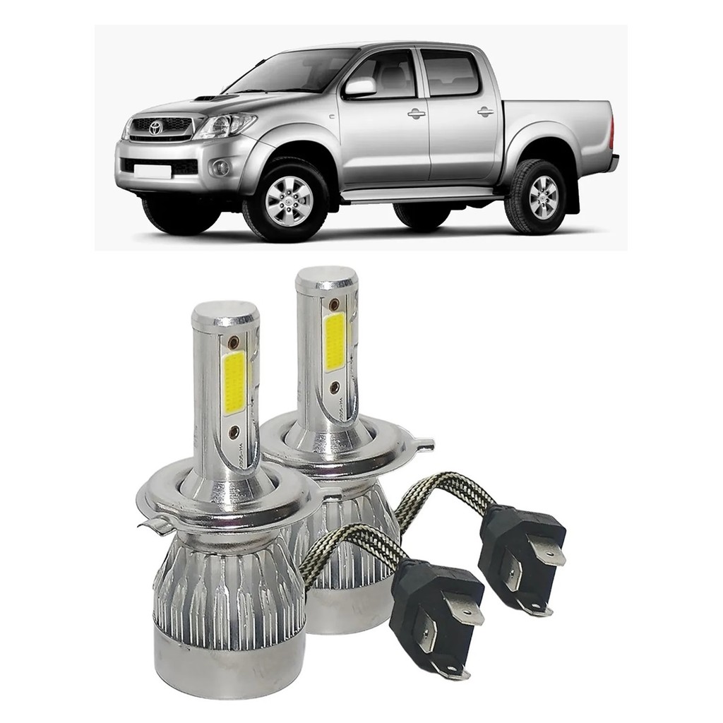 Par Lampada Super LED Farol Hilux SRV Pickup 2009 2010 2011 6000k H4