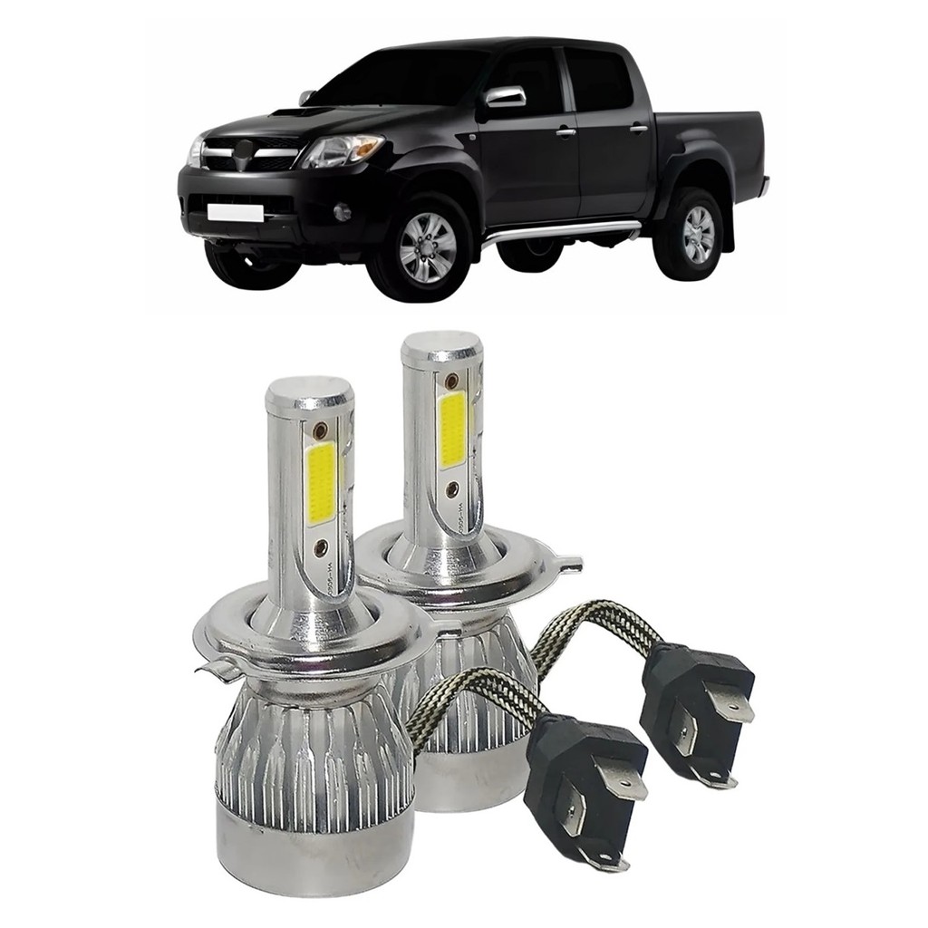 Par Lampada Super LED Farol Hilux SRV Pickup 2005 2006 2007 2008 6000k H4