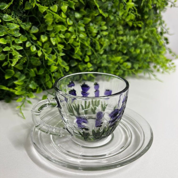 Xícara Lavanda Cristal Hand Painting 80ml Lyor
