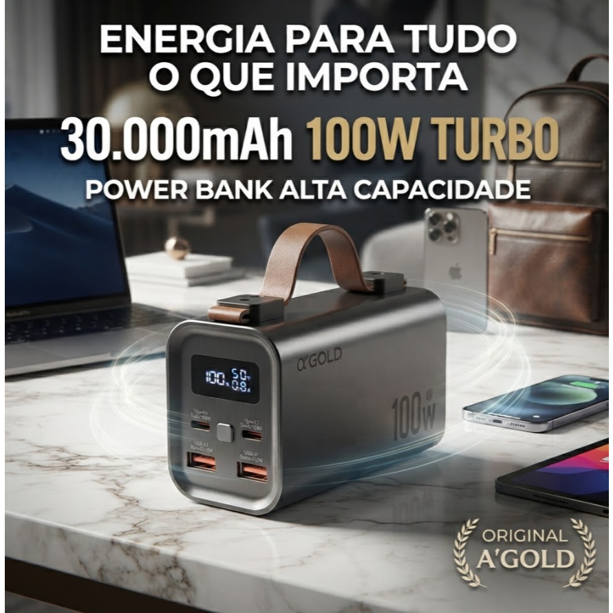 Power Bank A'Gold BTE-102 30000mAh 100W Turbo Original