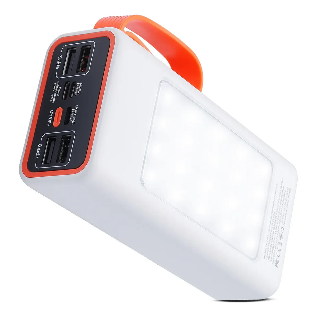 Power Bank Carregador Portatil Bateria 30000mAh Carregamento Rapido 22.5W E 4 Cabos Embutidos 5A Turbo Lanterna Led