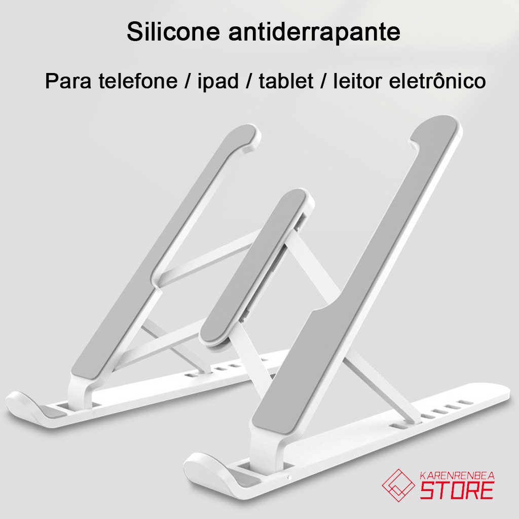 Dobrável Ergonômico Ajustável Fino  Netbook Tablet-PRETO/BRANCO
