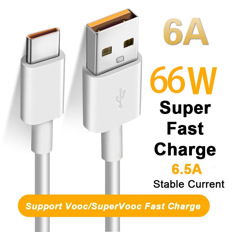 Cabo Carregador Super Rápido 66W 6A Tipo C para Dados