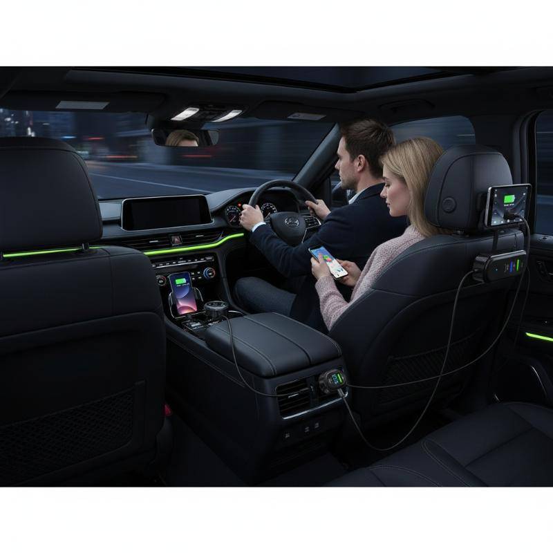 Abongbanghn 12V-24V 100W Max 5 Em 1 Carregador De Carro 66W Carregamento Super Rápido Dual USB + Tipo C Com Display De T