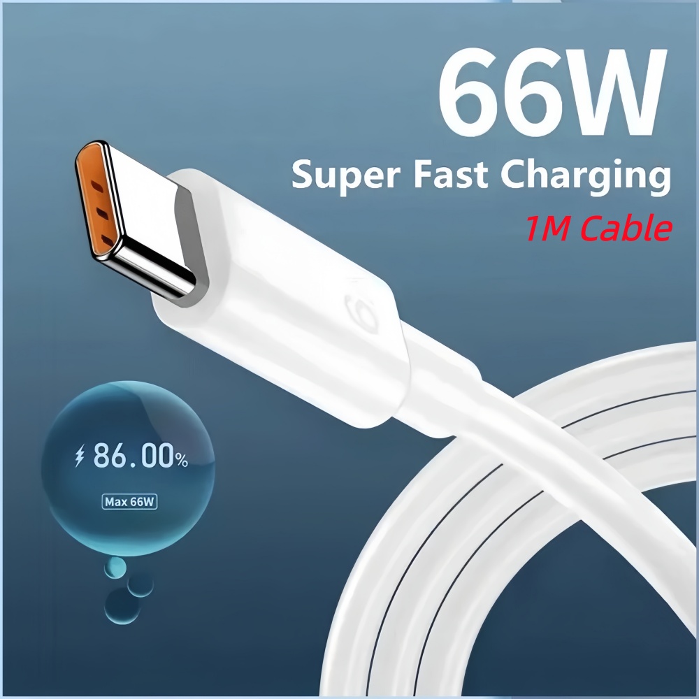 Cabo de Carregamento Super Rápido 6A 66W USB Tipo C para Infinix Smart 8 7 5 Hot 40/30i 30 Play Hot 40 Pro