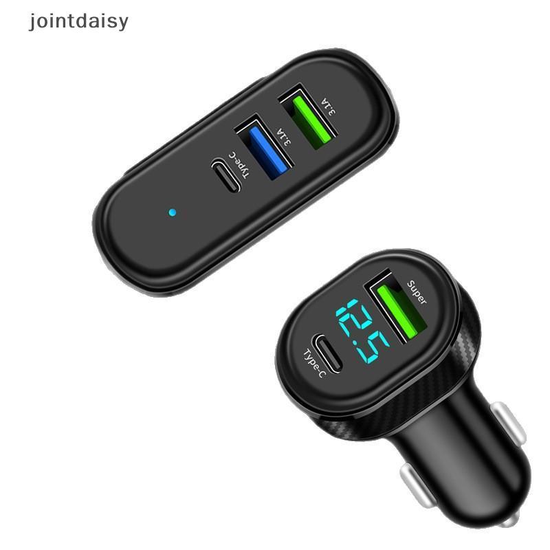 Jointdaisy 12V-24V 100W Max 5-Em-1 Carregador De Carro 66W Carregamento Super Rápido Duplo USB + Tipo C Com Display De T