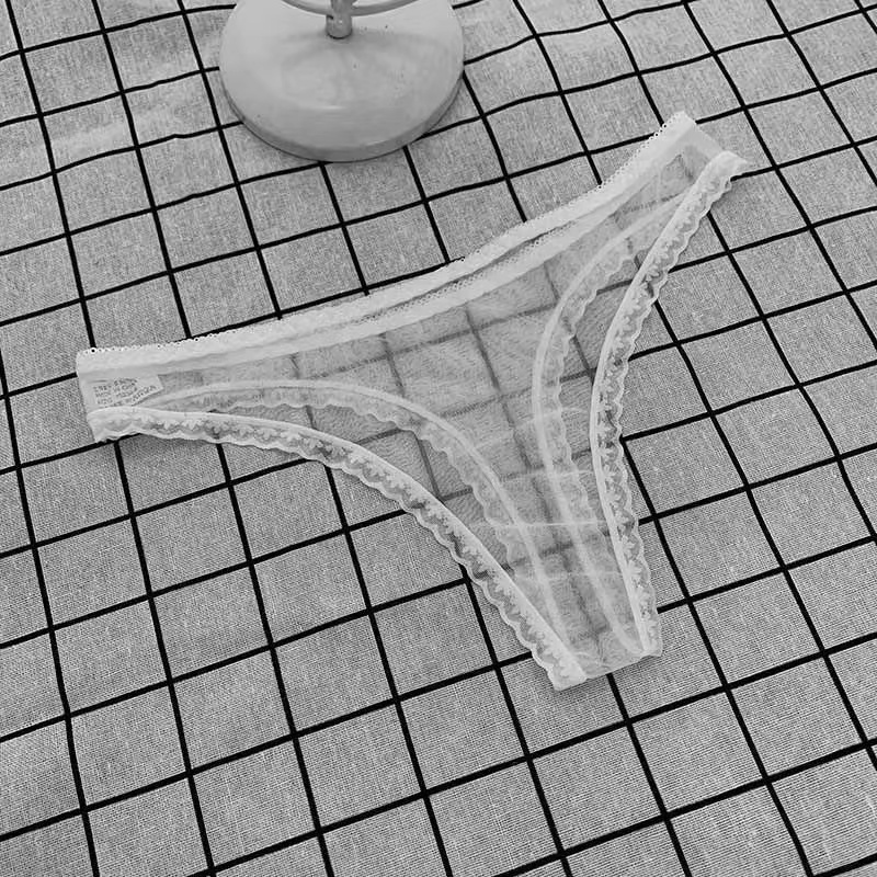 Briefs de Moda Feminina Ultra-Thin Transparentes Ver-Through Low-Waist