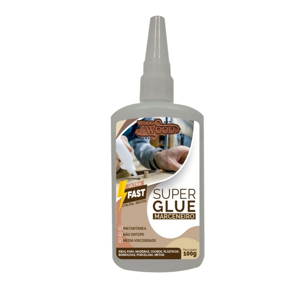 Super Cola Ultra Fast Cola para Madeira Marcenaria 100G Wood Wood