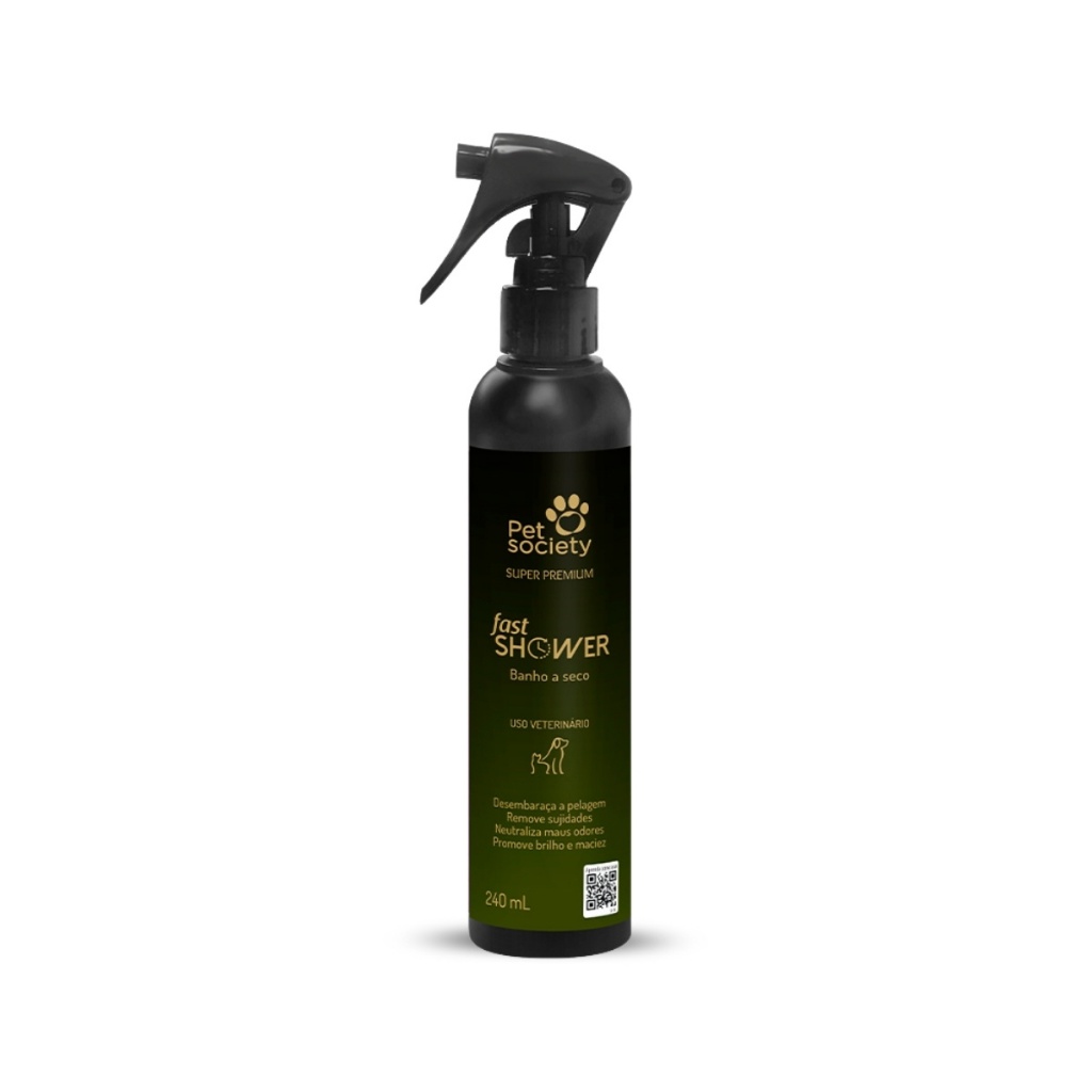 Hydra Fast Shower 240ml | Pet Society® - Solução Banho a Seco Super Premium para Cães e Gatos