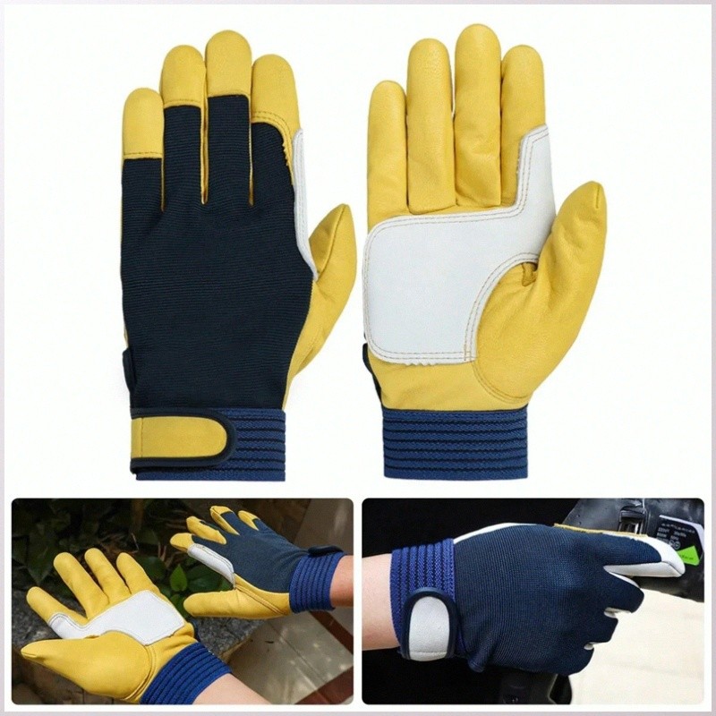 [Proteção Confiável] Sheepskin Leather Work Gloves | Heavy Duty Safety Protection | Durable & Flexible | Cut Resistant |