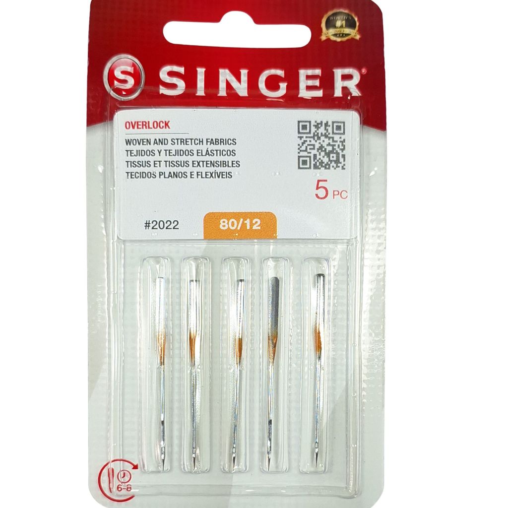 5 Agulhas Singer 2022-12 P/ Máquina Overlock Portátil 14SH 14HD S0105 S0235