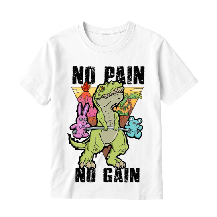 Camiseta Basica Estampada Camisa 100% Algodão Unissex - No Pain No Gain Treino
