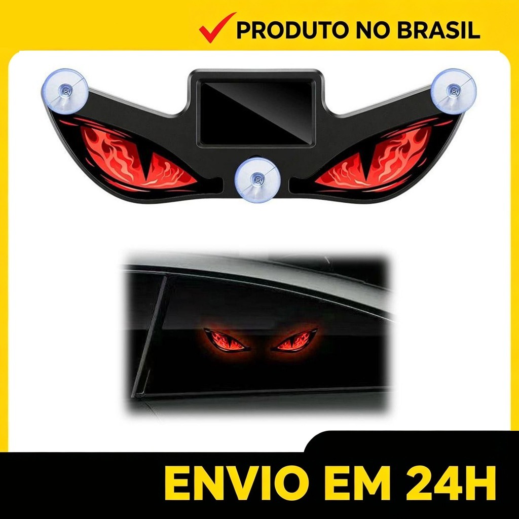 Solar Demon Eye LED Car Ambient Light, Wireless Suction Cup USB Rechargeable Breathing Atmosphere Lamp
