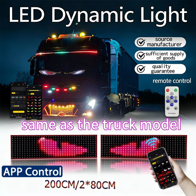 24V App Caminhão Diabo Olho LED Pixel Painel Luz Macio Dobrável Iluminação Rolagem Para Pára-Brisa Aviso Lâmpada Ambient