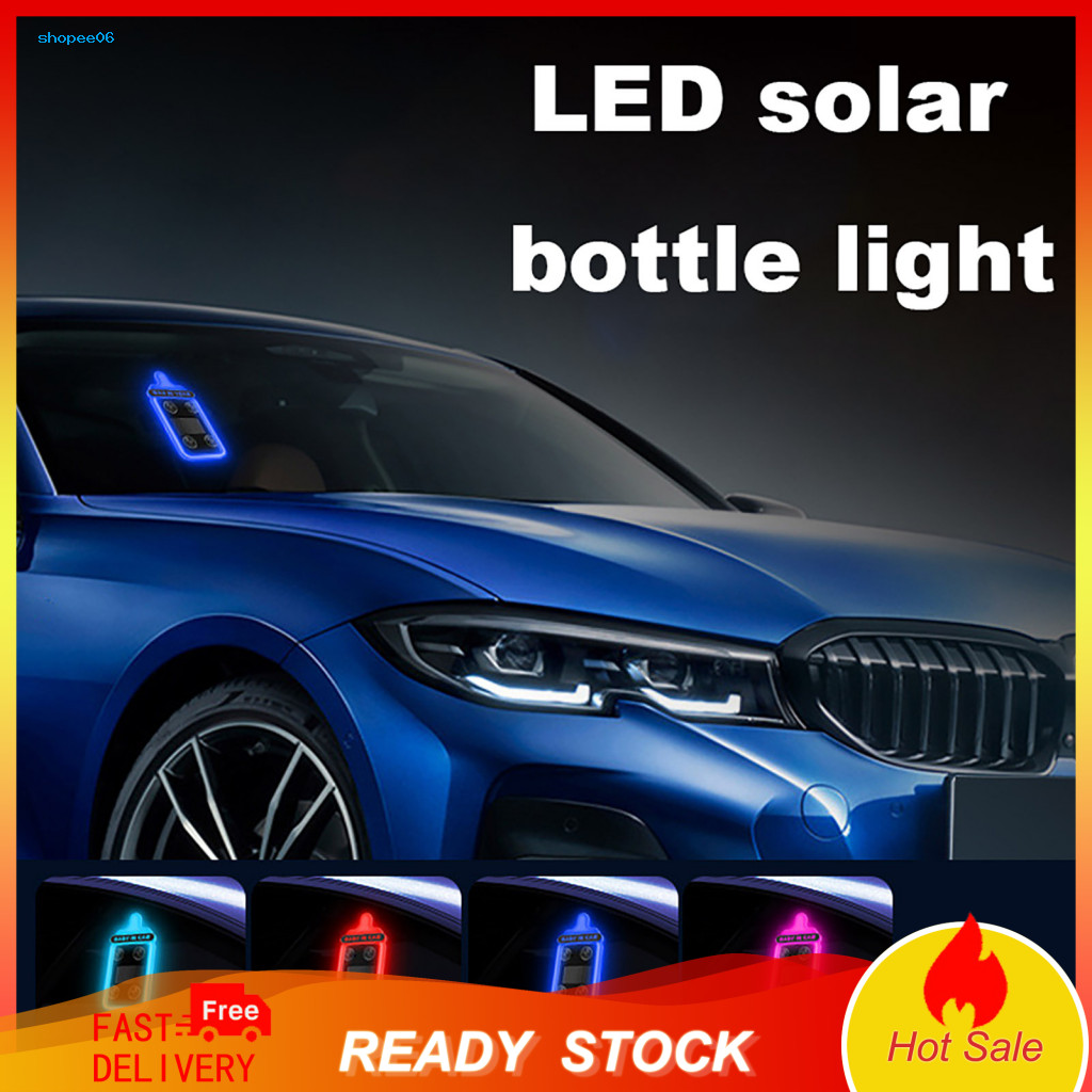 Solar Charging Car Light Ambient Bottle Shape Safety for Baby Wireless Neon Led Decorative Lamp with Suction Cup for Tri