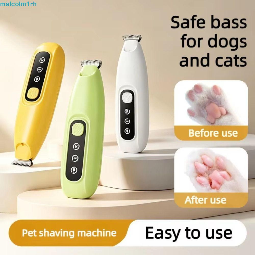 MALCOLM Pet Trimmer , LED Light Low Noise Dog Hair Clippers , Seguro Ampliar Aperto Confortável Gatos Pé Barbeador