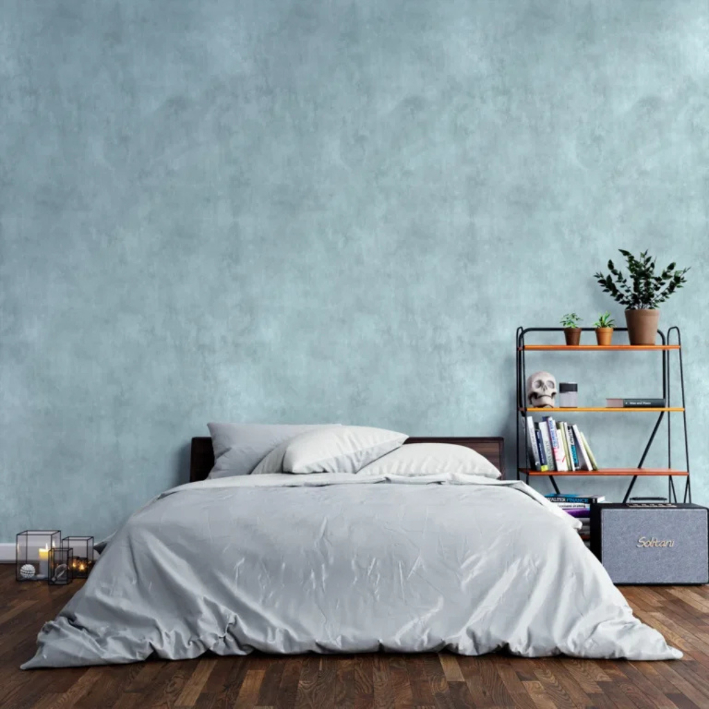 Papel de Parede Linha Studio Decor  Adesivo - Cimento Queimado Azul Claro Lavável à Prova D’Água 3m x 0,50cm