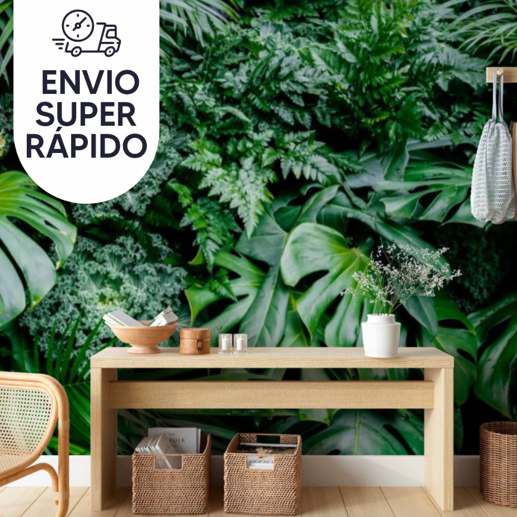 Papel de Parede  Linha Studio Decor Folhagem Tropical Verde Moderna Autoadesivo Decorativo
