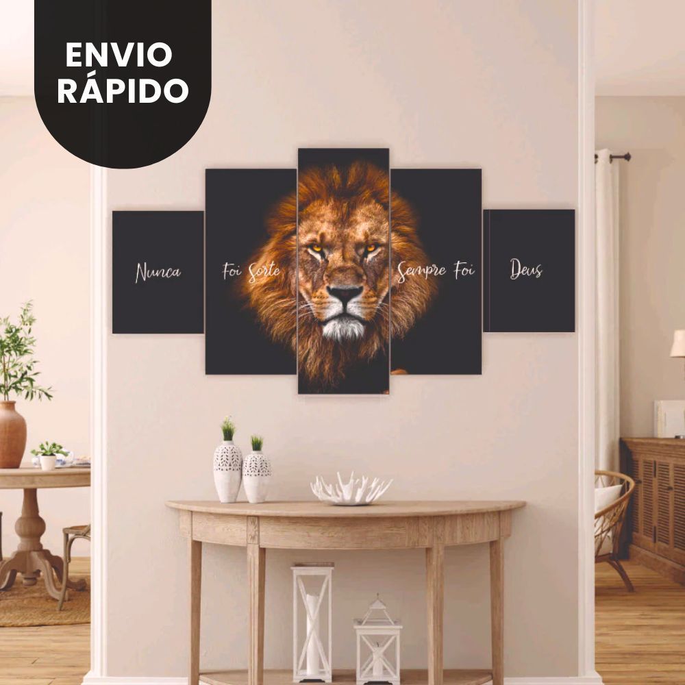 Quadro Mosaico Linha Studio Decor  Leão de Judá Preto e Branco - Sala Decorativa Fé e Força Divina