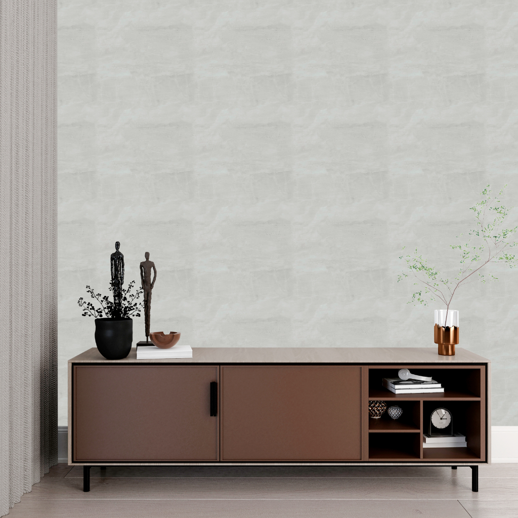 Papel de Parede Linha Studio Decor Cimento Queimado Adesivo Branco 3m x 50cm Texturizado Lavável