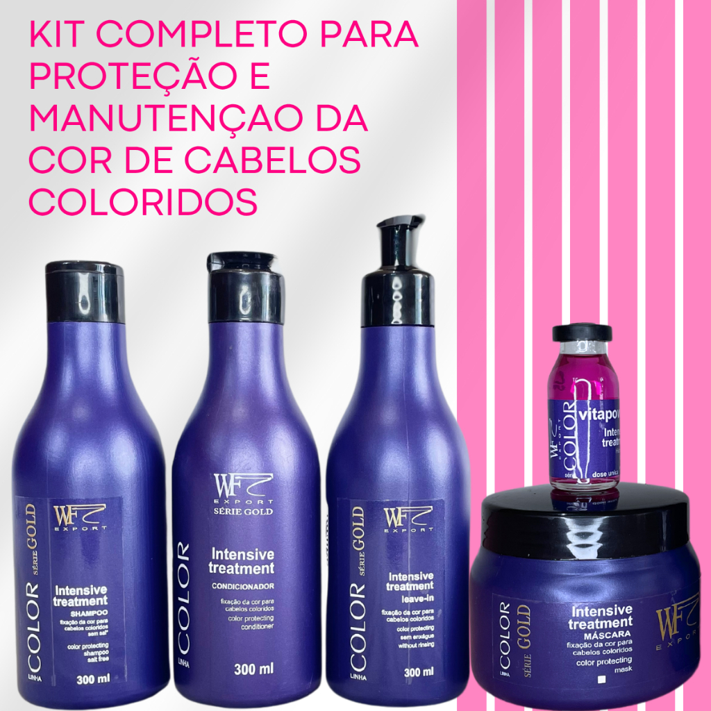 Kit Completo de Tratamento para Cabelos Coloridos com proteção prolongada da cor WF COLOR 1.162ml