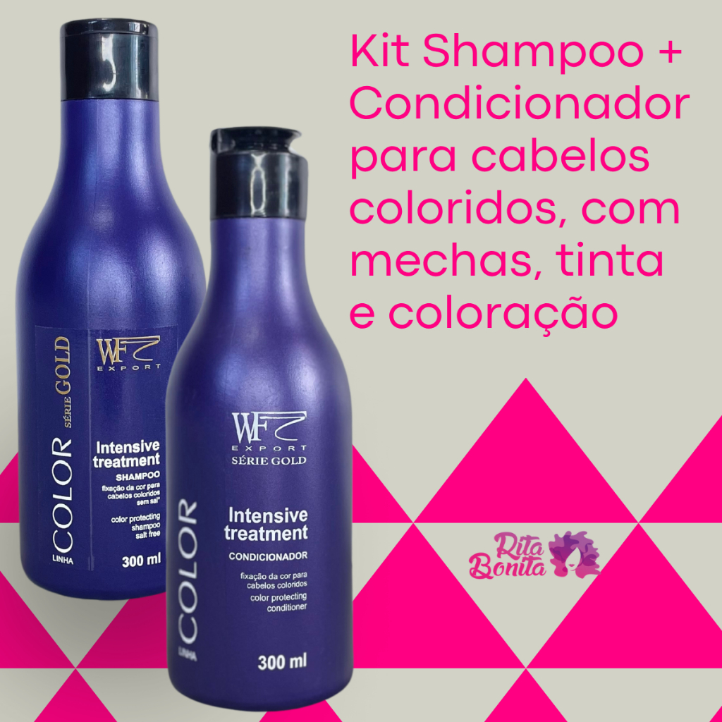 Kit Shampoo e Cond para Cabelos Coloridos Menor Desbotamento Cor Prolongada Proteção da Cor WF 600ml