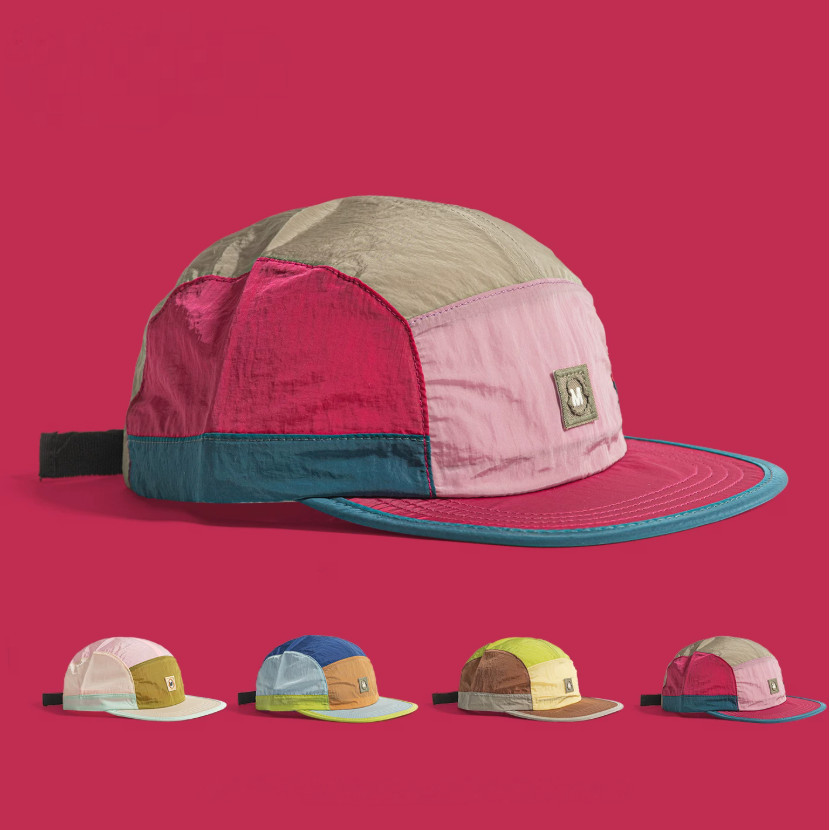 Boné Feminino Five Panel Aba Reta Bordado Malha Nylon Moda Diário Viagem Camping Corrida Masculino