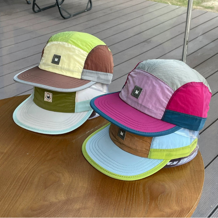 Boné Feminino Aba Reta Five Panel Bordado Malha Nylon Moda Corrida Viagem Camping Diário Masculino Chapéu