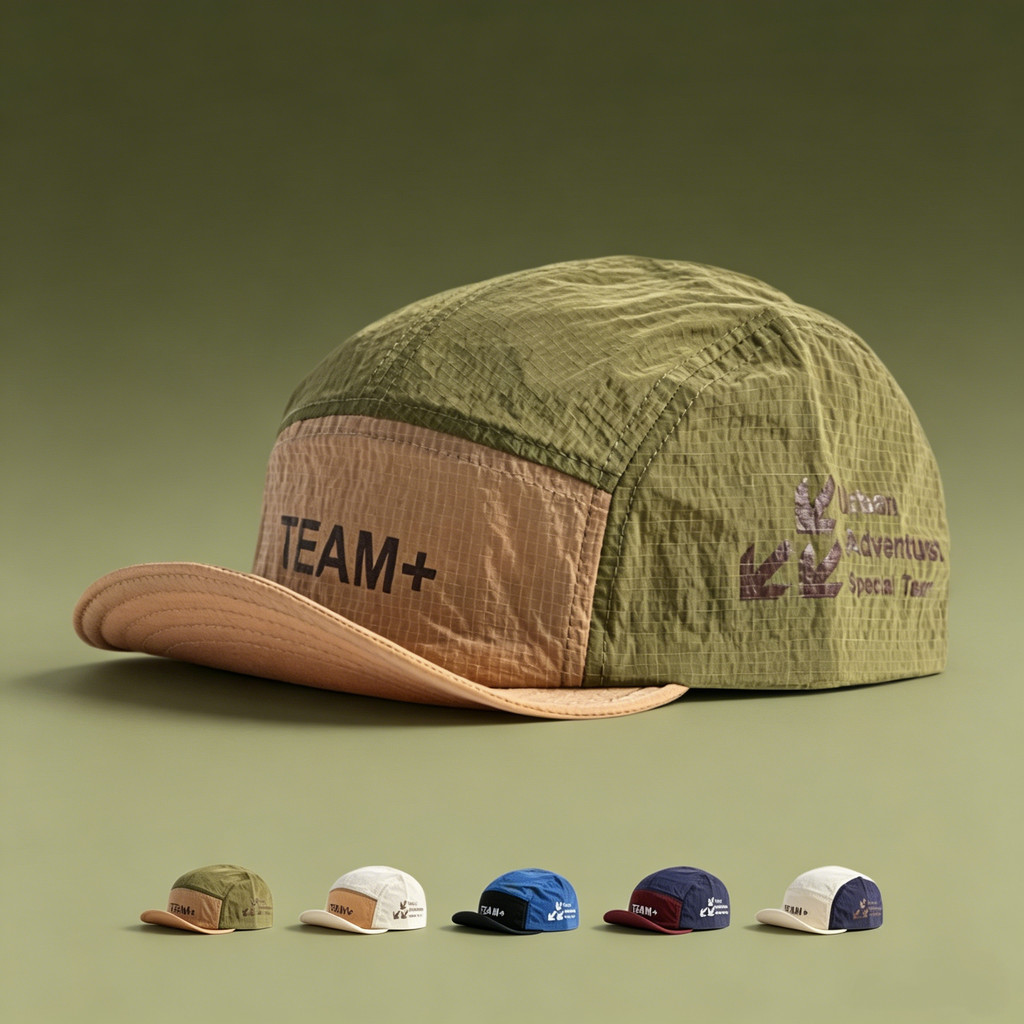 Boné Aba Curta Five Panel Bordado Vintage Americano Corrida Praia Ciclismo Camping Viagem Masculino Feminino Chapéu