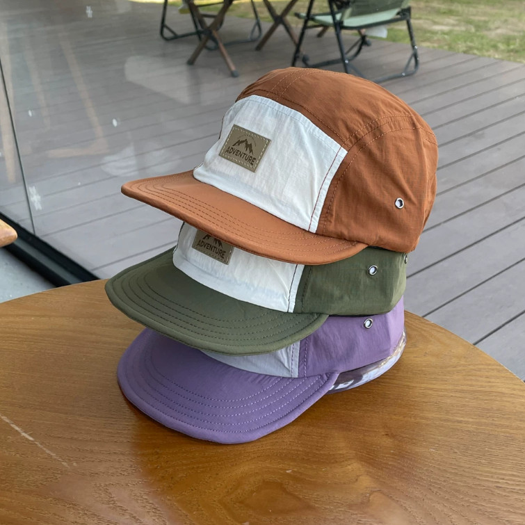 Boné Masculino Five Panel Aba Curta Bordado Malha Nylon Vintage Streetwear Diário CAMPING Corrida Feminino