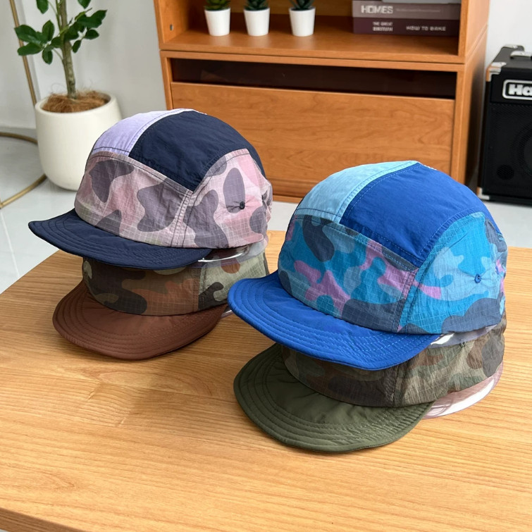 Boné Five Panel Aba Curta Liso Malha Nylon Vintage Streetwear Diário Camping Corrida Masculino Feminino