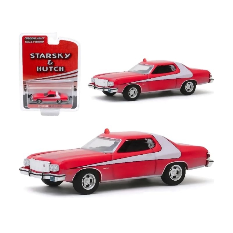 1:64 Miniatura 1976 Ford Gran Torino Starsky E Hutch Policía Greenlight Hollywood 8,5 Cm