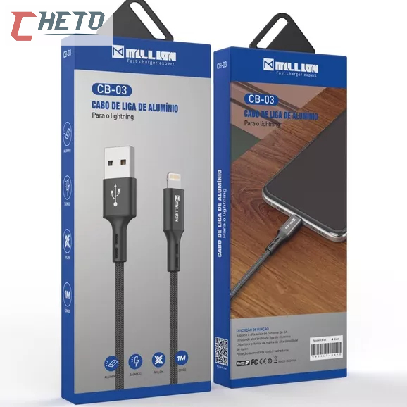 Millon Cabo De Carregamento Rápido 5A Micro USB/Tipo-C Carregador Liga De Alumínio Trançado CB-03