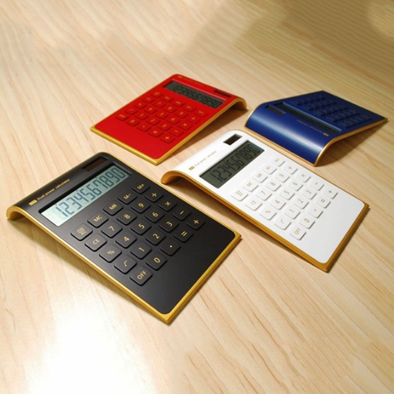 Criativo Magro Portátil mini 10 Calculadora digital De Energia Solar Teclado De Cristal Fonte De Alimentação Dupla