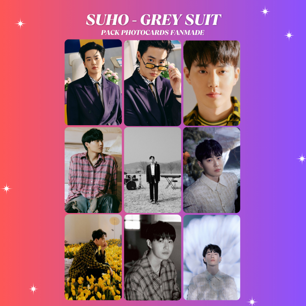 Suho Grey Suit - Pack Photocards Fanmade (Leia a descrição)