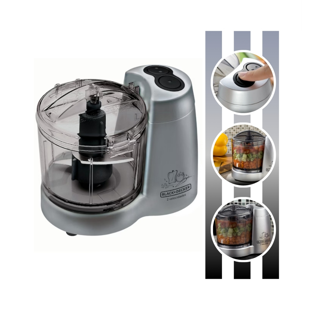 Mini Processador de Alimentos Com 2 Níveis de Velocidade HC32P Potência de 120w Black Decker