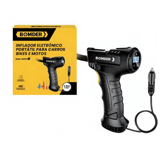 Mini Compressor Inflador Elétrico 12v bomder Bola Bixiga Pneu Bike 120W C/ Bicos