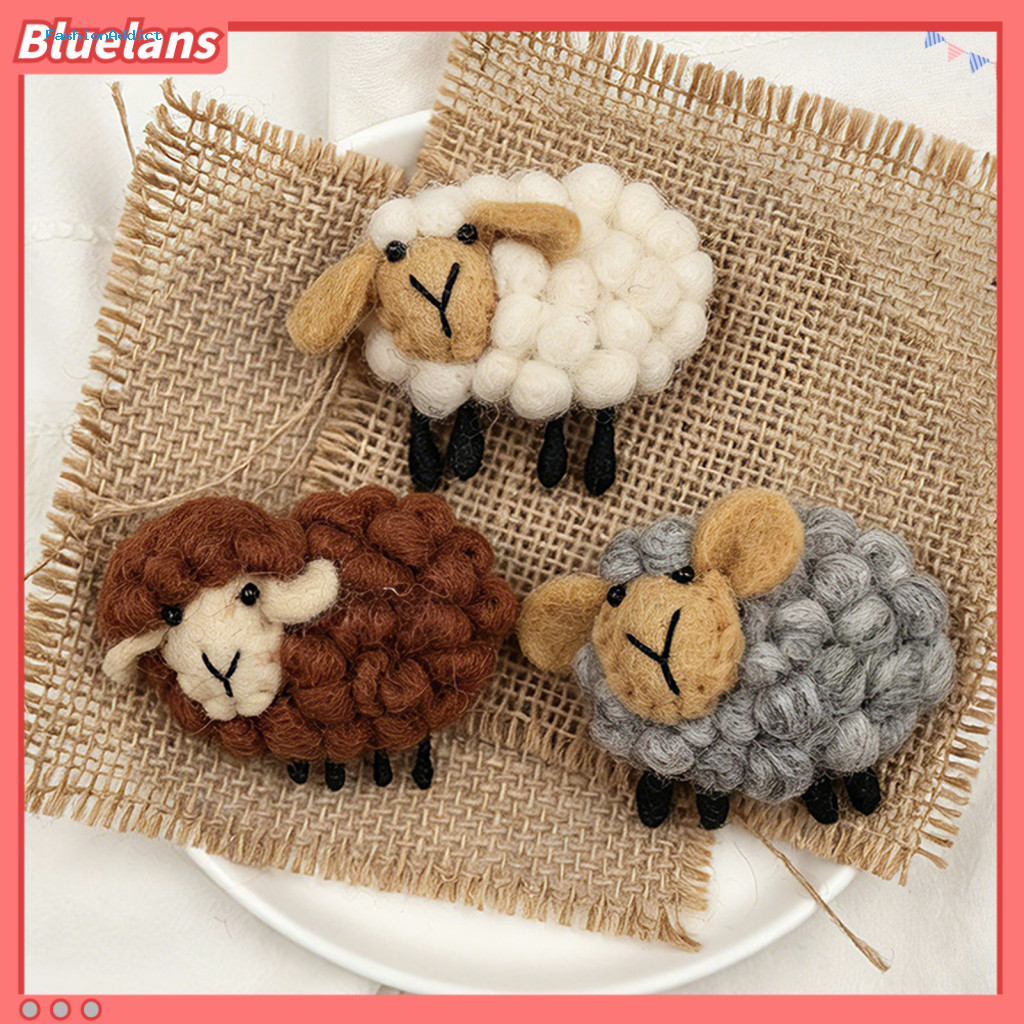 Diy Handmade Lamb Supplies 3d Wool Felt Decoration – Cute Sheep Brooch for Clothing Scarves Hats Bags Accessory Perfec