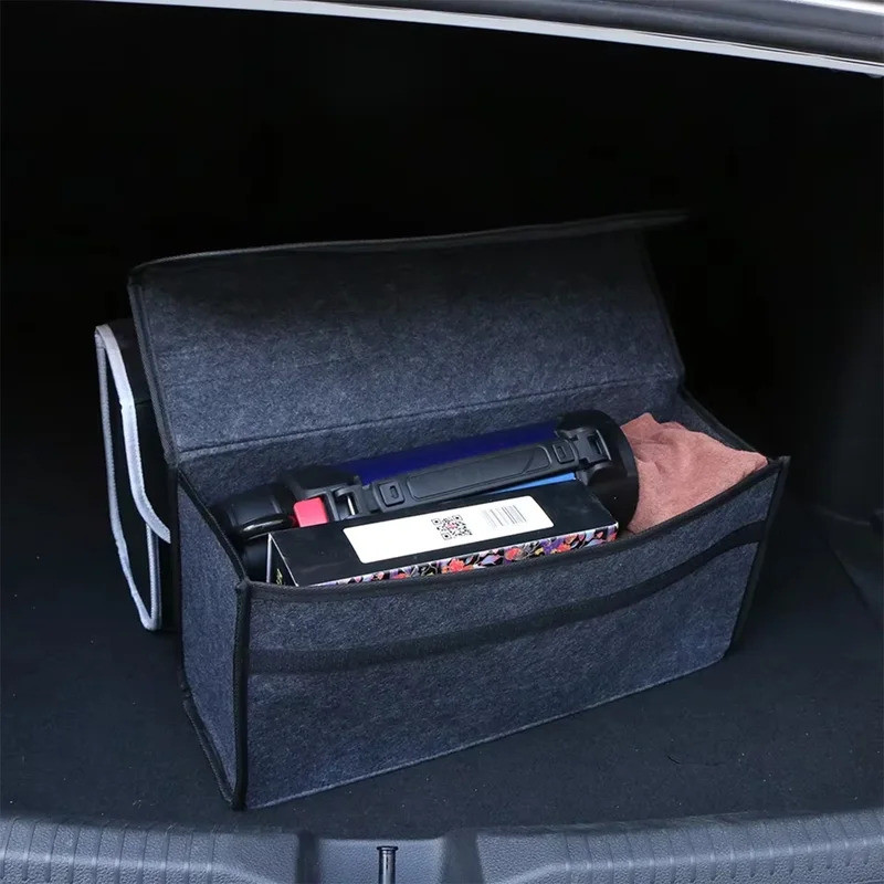 1PC Dark gray car felt storage box car storage bag enlarged and thickened soft felt box household storage box