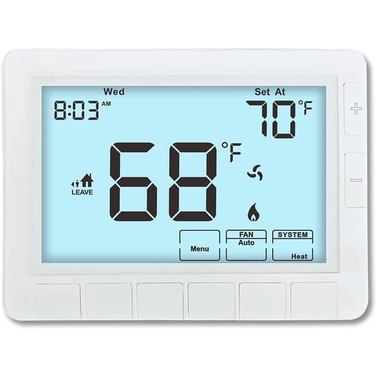 Programmable Auto Changeover Thermostat for House, Conventional Single-Stage Systems,1 Heat/1 Cool, Extra Large Display,