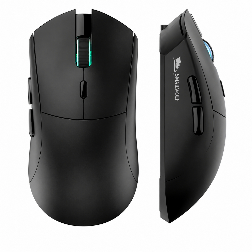 Mouse Gamer SMAILWOLF RS7 Sem Fio Tri Mode PAW3311 Até 20.000 DPI Bluetooth Wireless 2.4G USB-C RGB Macro 1000Hz