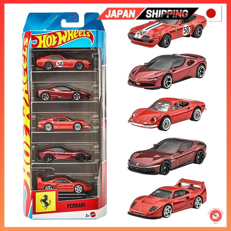 Hot Wheels Basic Car Ferrari 5-Car Pack Miniature Cars 1:64 Scale Set of 5 For Ages 3 and Up JLN12Direct from JAPAN